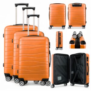 T-HC-25 ORANGE SET OF 3 TRAVEL TROLLEY SUITCASE