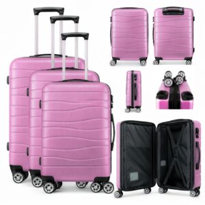 T-HC-25 PINK SET OF 3 TRAVEL TROLLEY SUITCASE