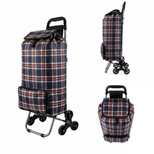 ST-09-CH NAVY CHECK 6 WHEEL STAIR CLIMBER SHOPPING TROLLEY