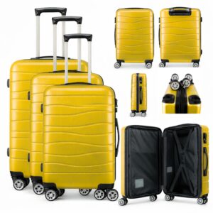 T-HC-25 YELLOW SET OF 3 TRAVEL TROLLEY SUITCASE