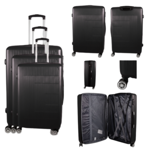 T-HC-30 BLACK SET OF 3 TRAVEL TROLLEY SUITCASE