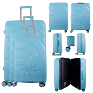 T-HC-PP-04 LIGHT BLUE SET OF 3 TRAVEL TROLLEY SUITCASE