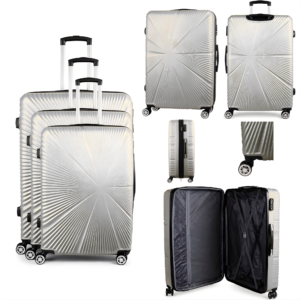T-HC-29 SILVER SET OF 3 TRAVEL TROLLEY SUITCASE