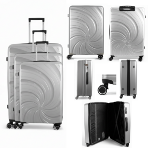 T-HC-PP-04 SILVER SET OF 3 TRAVEL TROLLEY SUITCASE