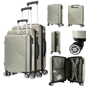 T-HC-12 WHITE SET OF 3 TRAVEL TROLLEY SUITCASE