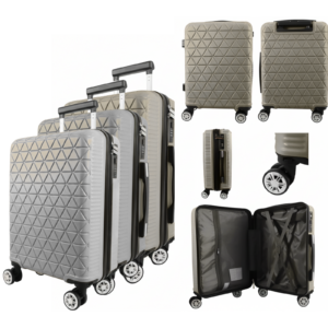 T-HC-26 SILVER SET OF 3 TRAVEL TROLLEY SUITCASE