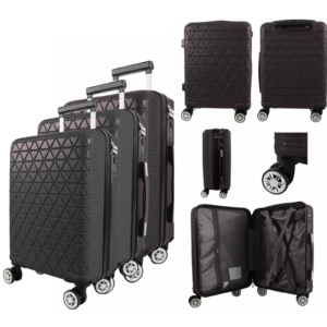T-HC-26 BLACK SET OF 3 TRAVEL TROLLEY SUITCASE