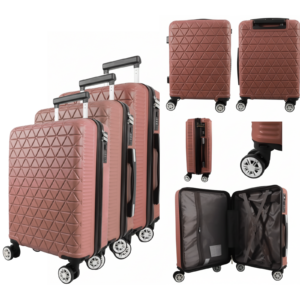 T-HC-26 ROSE GOLD SET OF 3 TRAVEL TROLLEY SUITCASE
