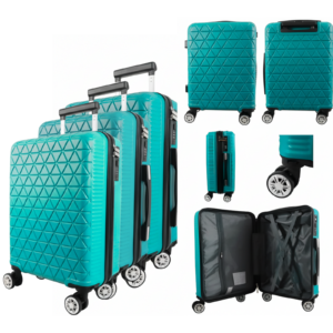 T-HC-26 TEAL SET OF 3 TRAVEL TROLLEY SUITCASE