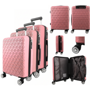 T-HC-26 PINK SET OF 3 TRAVEL TROLLEY SUITCASE