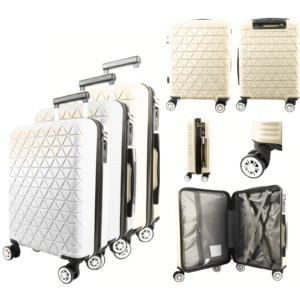 T-HC-26 WHITE SET OF 3 TRAVEL TROLLEY SUITCASE
