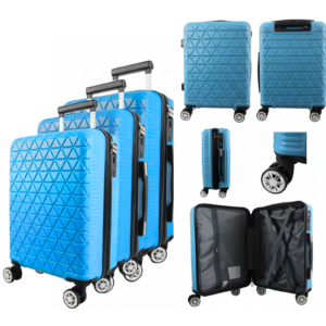 T-HC-26 LIGHT BLUE SET OF 3 TRAVEL TROLLEY SUITCASE