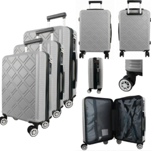 T-HC-29 SILVER SET OF 3 TRAVEL TROLLEY SUITCASE