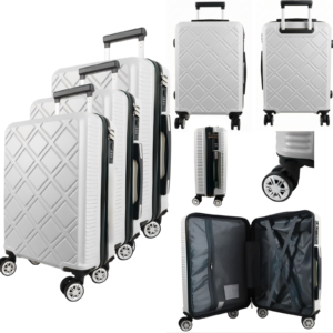 T-HC-29 WHITE SET OF 3 TRAVEL TROLLEY SUITCASE