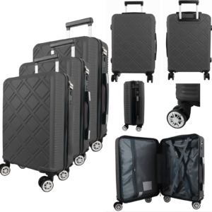T-HC-29 BLACK SET OF 3 TRAVEL TROLLEY SUITCASE