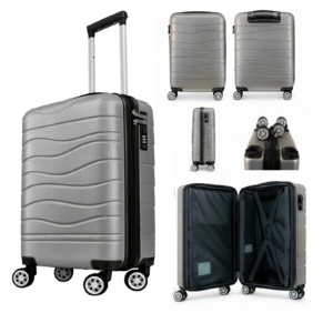 T-HC-US-1626 SILVER  RYANAIR UNDERSEAT CABIN-CASE TRAVEL TROLLEY