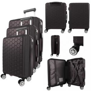 T-HC-30 BLACK SET OF 3 TRAVEL TROLLEY SUITCASE