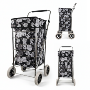 ST-FOUR-01 BLACK AND WHITE FLOWER TROLLEY