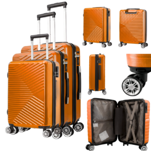 T-HC-12 ORANGE SET OF 3 TRAVEL TROLLEY Hard Shell
