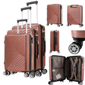 T-HC-12 ROSE GOLD SET OF 3 TRAVEL TROLLEY SUITCASE