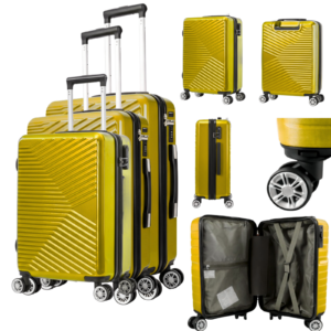 T-HC-12 YELLOW SET OF 3 TRAVEL TROLLEY SUITCASE