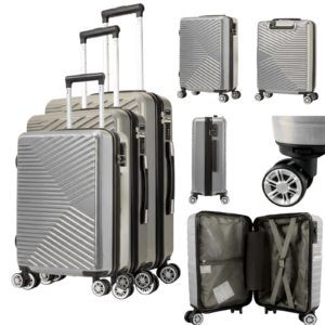 T-HC-12 SILVER SET OF 3 TRAVEL TROLLEY SUITCASE