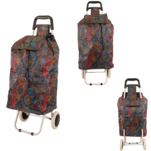 MS-001 FLOWER PATTERN RED AND BLUE TWO-WHEELED TROLLEY