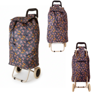 MS-001 CHERRY PATTERN NAVY TWO WHEEL SHOPPING CART