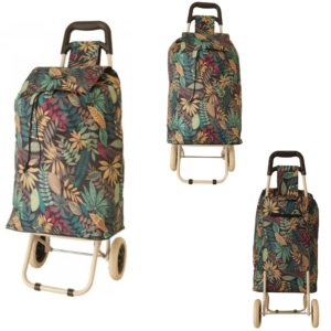 MS-001 FLOWER PATTERN BLACK MULTICOLOURED TWO-WHEELED TROLLEY