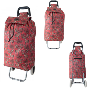 MS-001 RED DEER PATTERN BOX TWO WHEEL SHOPPING TROLLEY