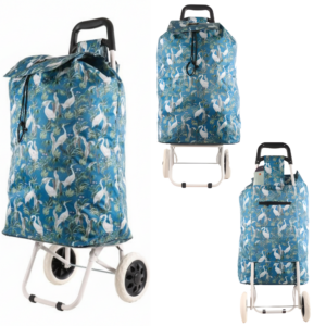 MS-001 NAVY BLUE TWO WHEEL SHOPPING CART CHERRY PATTERN
