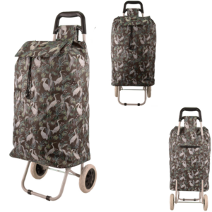 MS-001 BROWN TWO WHEEL SHOPPING CART CRANE PATTERN