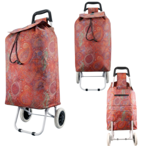 MS-001 FLOWER PATTERN RED TWO-WHEELED TROLLEY